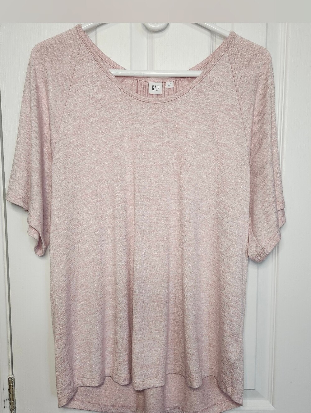GAP Women's Pink Softspun Flounce Sleeve Top - Size Large
